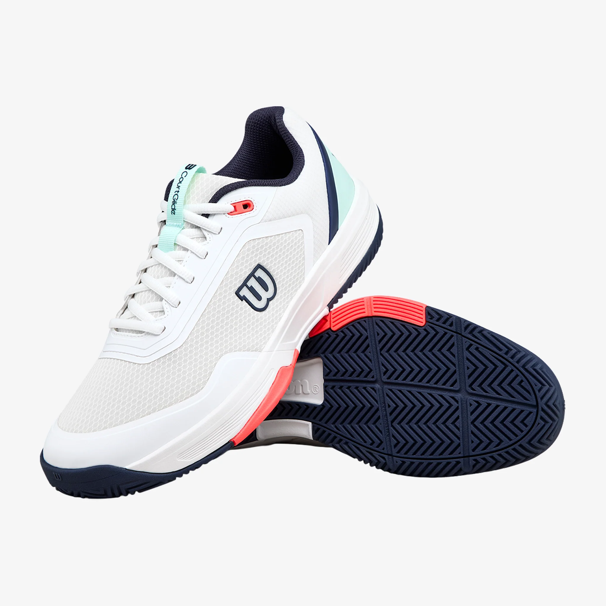 Wilson Courtglide Men's White/Bay/Fiery Coral - Image 2