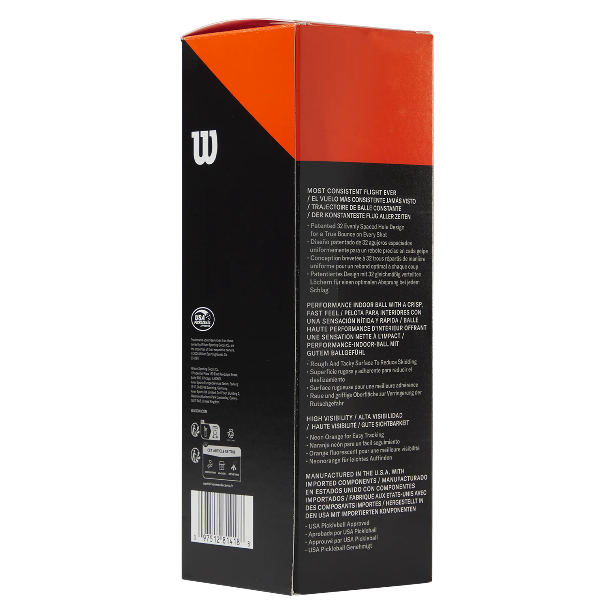 Wilson Tru 32 Indoor Pickleballs Orange (3 Pack) - Image 3